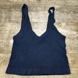 Out From Under by Urban Outfitters Blue Ribbed Tank Top Size Large